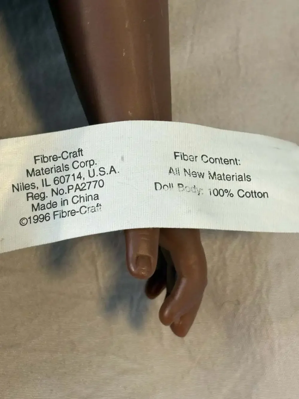 Fibre-Craft 1996 African American Doll 18 Inch Brown Hair Dark Skin